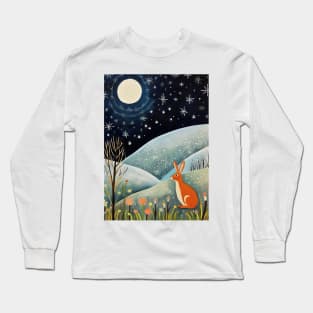 Moonlit Reverie: The Hare's Serenity Long Sleeve T-Shirt